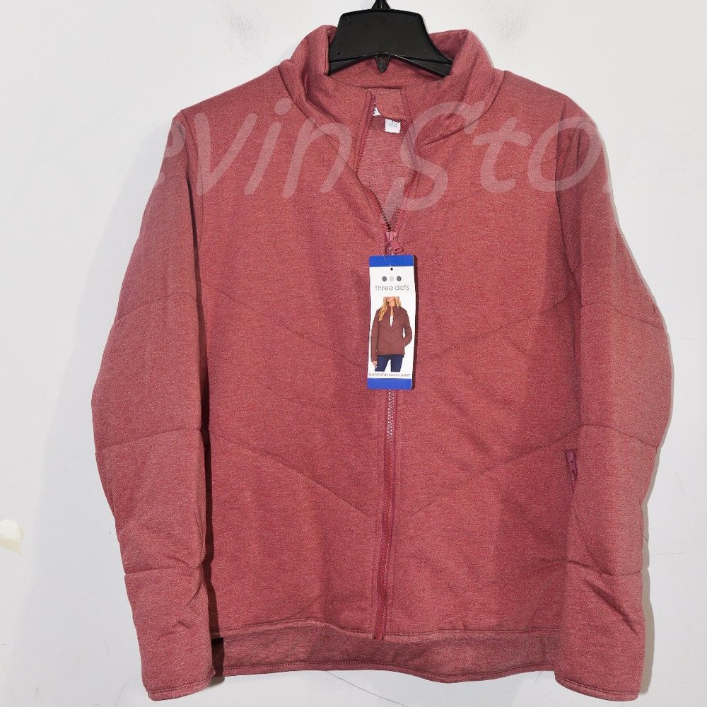 Three Dots Quilted knit jacket Red